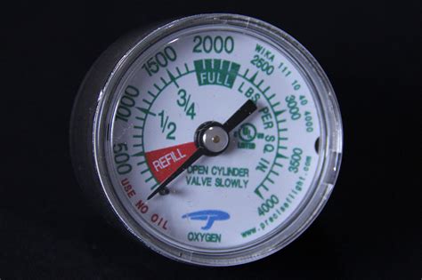 Precise Flight, Inc. Oxygen Bottle W/ Pressure Gauge P/N: 